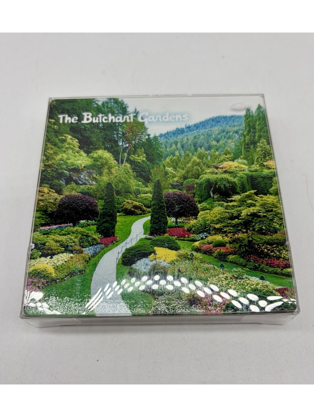 Butchart Gardens Drink Coasters Set of 4 Victoria Canada Flowers NEW Cork Backed